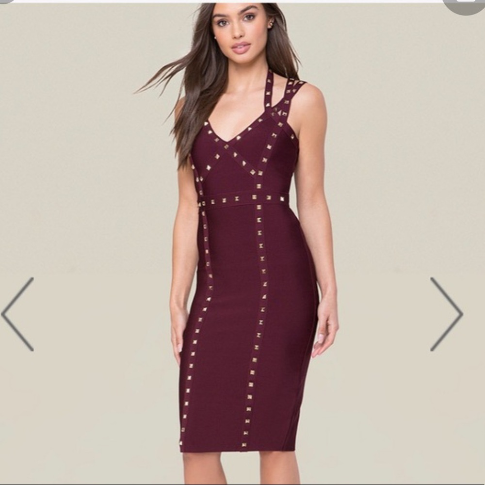 NWT bebe 3 Strap Midi Foil Embellished Dress XL